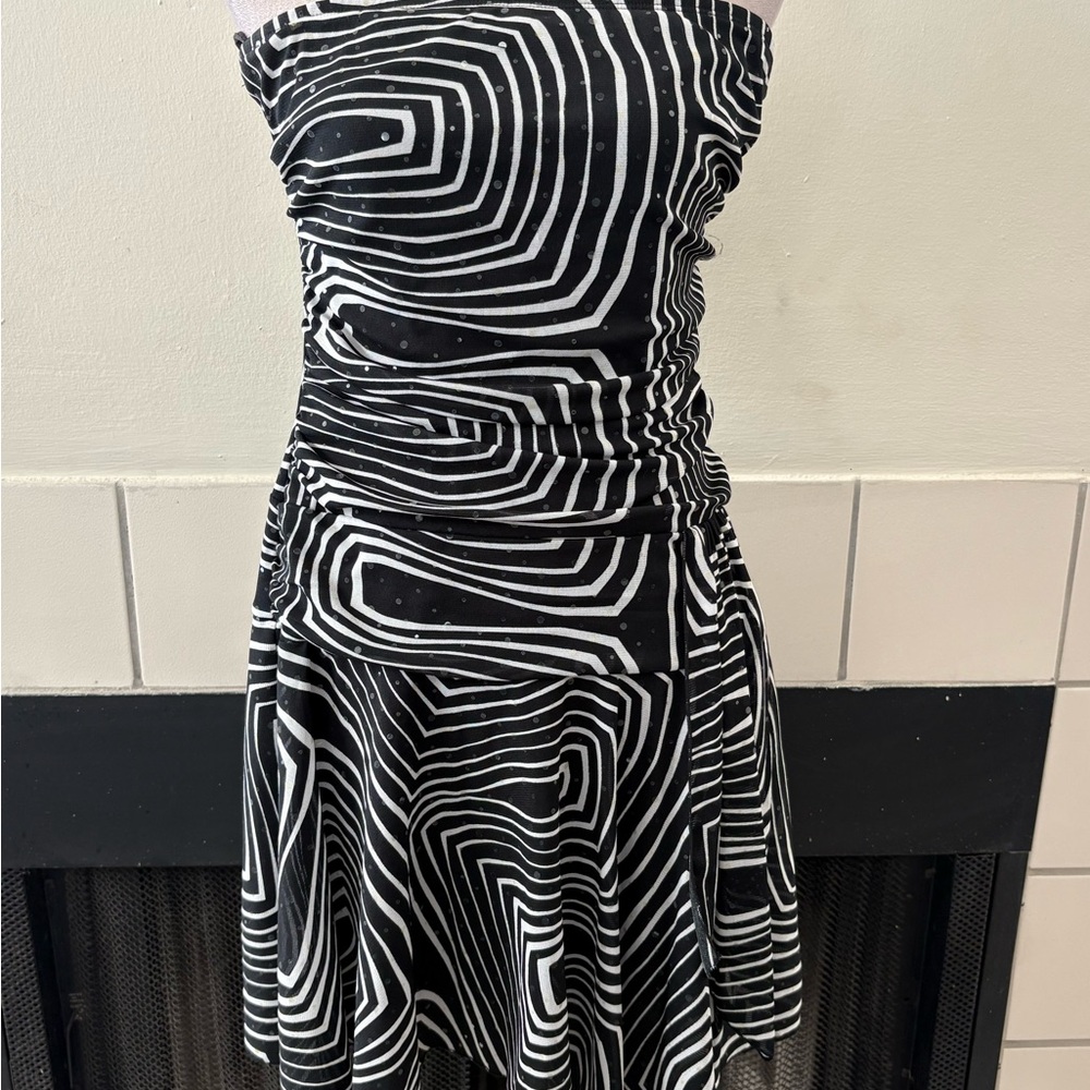Y2K Papertag HotKiss Monochrome Strapless Dress